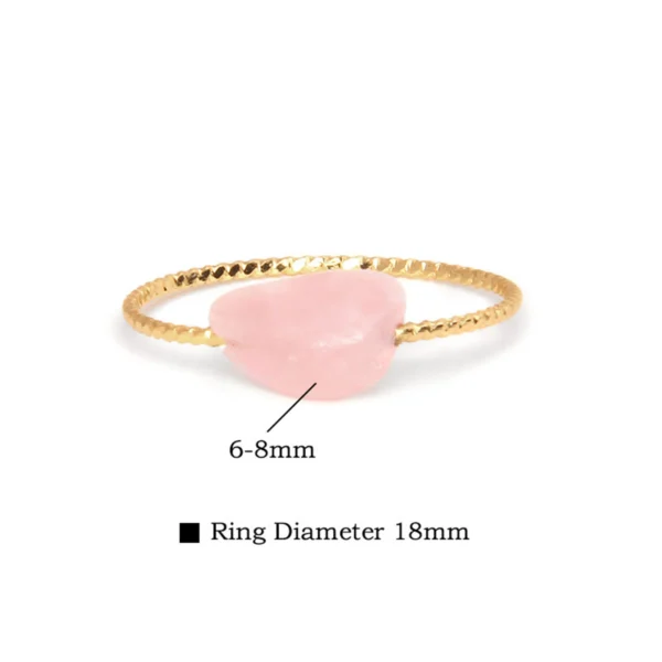 31 fijne gouden structuur ring met eenvoudige natuurlijke steen aarbeikwarts edelstenen juwelen boho spiritueel hippie tribal symbolen etnisch EU 55 56 57 58 59 60 3 1