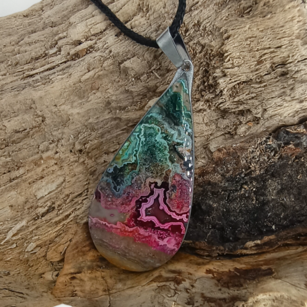00274 hanger voor ketting mossagaat druppel edelstenen juwelen boho spiritueel hippie tribal symbolen etnisch