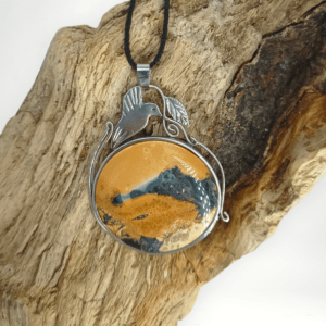 00358 hanger voor ketting mosagaat in ronde romantische zetting edelstenen juwelen boho spiritueel hippie tribal symbolen etnisch