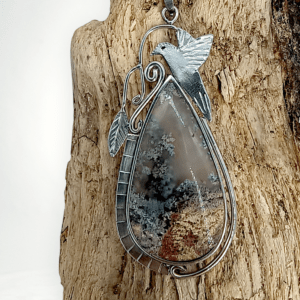 00360 hanger voor ketting mosagaat in druppel romantische zetting edelstenen juwelen boho spiritueel hippie tribal symbolen etnisch