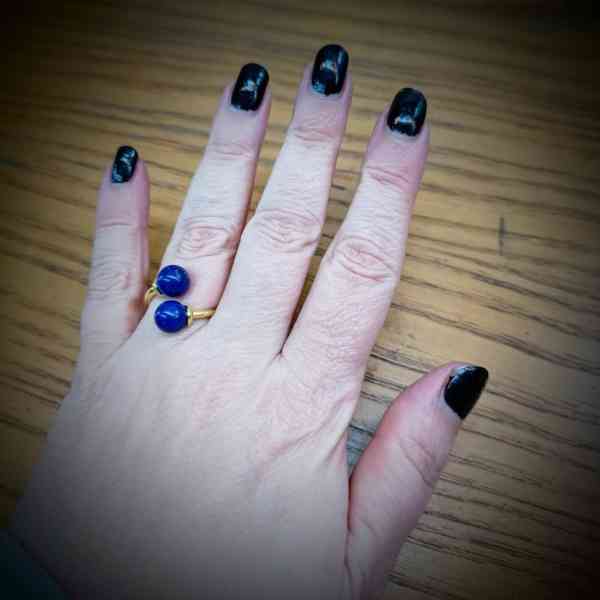 925 sterling zilver ring verguld 2 parels zilver lapis lazuli (2)