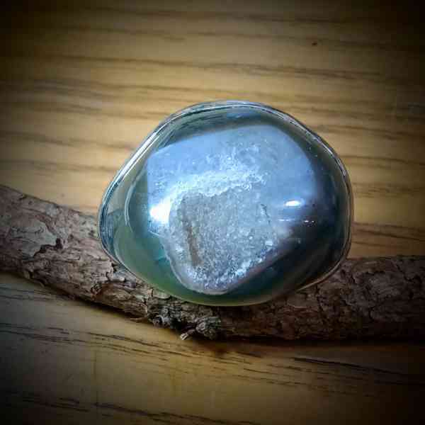 groene ovale agaat geode rvs ring verstelbaar 33x25mm (1)