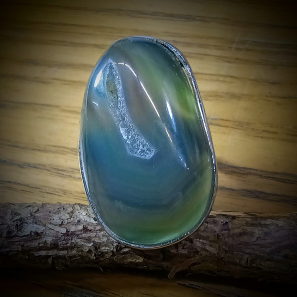 groene ovale agaat geode rvs ring verstelbaar 35x22mm (2)