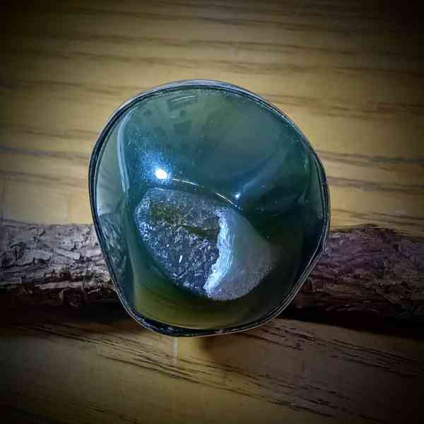 groene ronde agaat geode rvs ring verstelbaar 31x30mm (1)