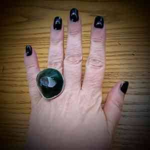 groene ronde agaat geode rvs ring verstelbaar 31x30mm (3)