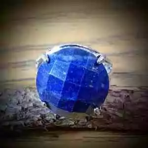ronde geslepen lapis lazuli edelsteen steen rvs ring verstelbaar 15mm (1)