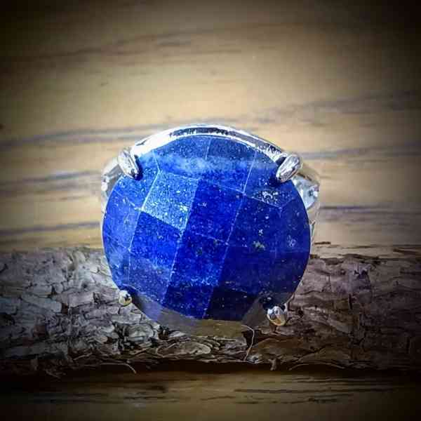 ronde geslepen lapis lazuli edelsteen steen rvs ring verstelbaar 15mm (1)