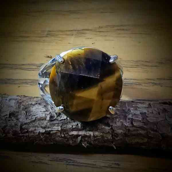 ronde geslepen tijgeroog edelsteen steen rvs ring verstelbaar 15mm (1)