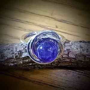 ronde lapis lazuli parel edelsteen ring verstelbaar rvs zilverkleurig (1)