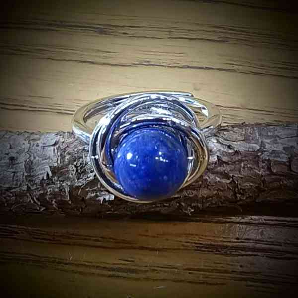 ronde lapis lazuli parel edelsteen ring verstelbaar rvs zilverkleurig (4)