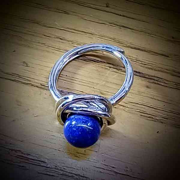 ronde lapis lazuli parel edelsteen ring verstelbaar rvs zilverkleurig (5)