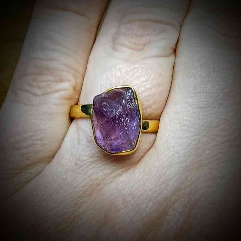 amethist verstelbare ring 925 sterling zilver verguld (1)