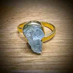 aquamarijn verstelbare ring 925 sterling zilver verguld