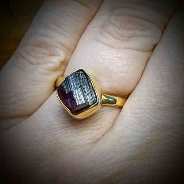 roze toermalijn verstelbare ring 925 sterling zilver verguld (1)