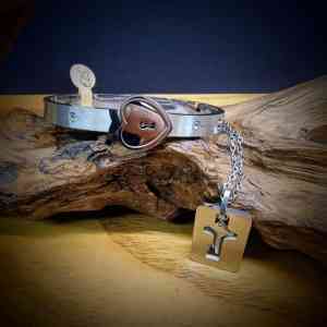 rvs armband met sleutel aan hanger ovaal 65x50mm 1cm breed hart 2cm