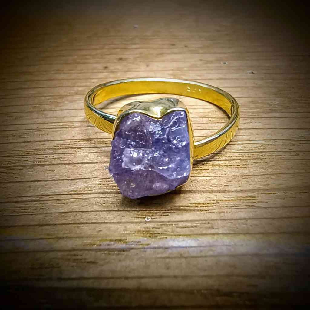 saffier verstelbare ring 925 sterling zilver verguld (2)