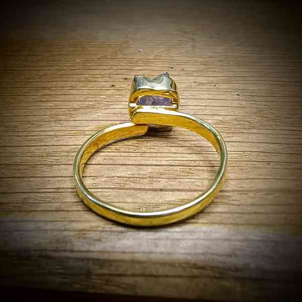 saffier verstelbare ring 925 sterling zilver verguld (3)
