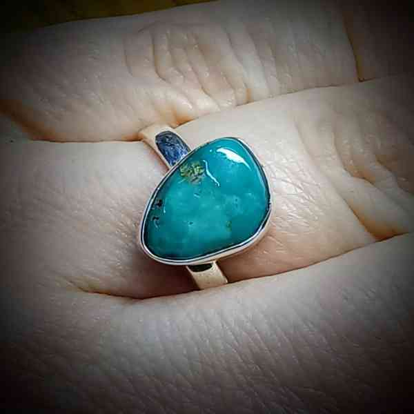 turquoise verstelbare ring 925 sterling zilver (4)