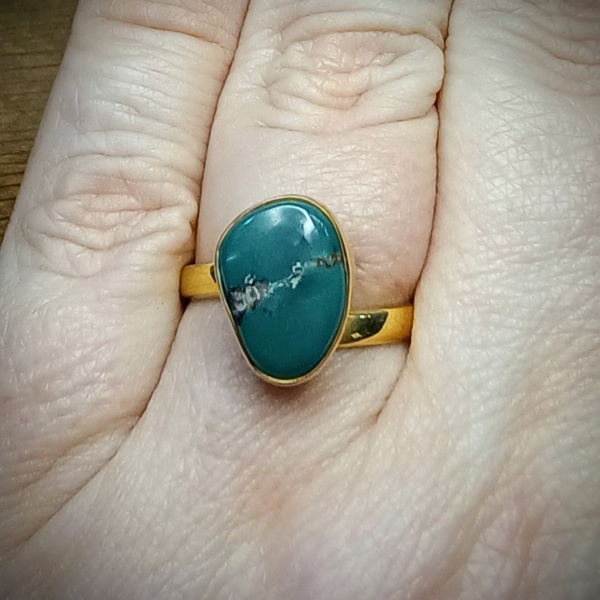 turquoise verstelbare ring 925 sterling zilver verguld (1)