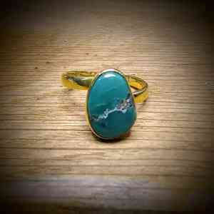 turquoise verstelbare ring 925 sterling zilver verguld (2)