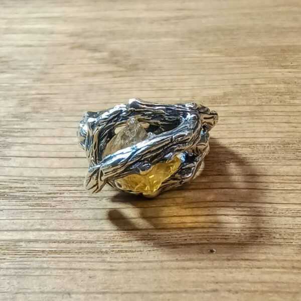 Zilveren Citrien Edelsteen Ring De Knoestige ranken van Zonnegloed (3)
